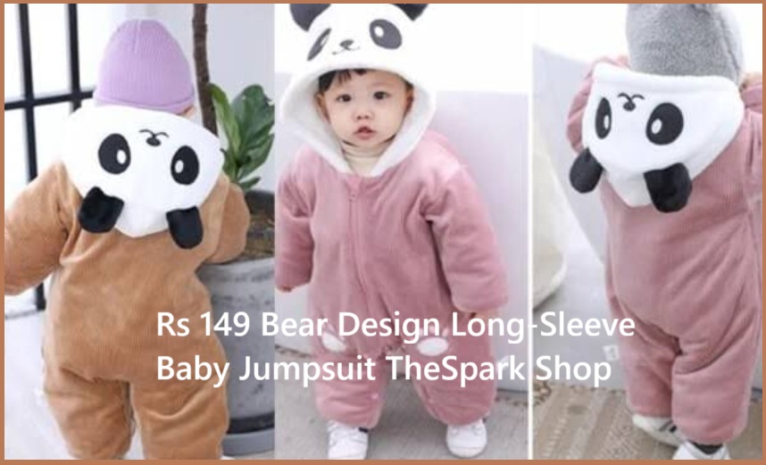 Rs 149 Bear Design Long-Sleeve Baby Jumpsuit TheSpark Shop